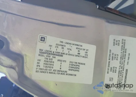 1998 Buick Lesabre Custom из США, поврежденный, VIN 1G4HP52K5WH448380